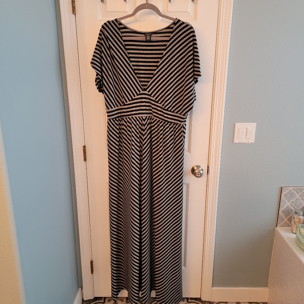Torrid Plus Size Maxi Dress Womens 2X Gray and Black Long Dress
